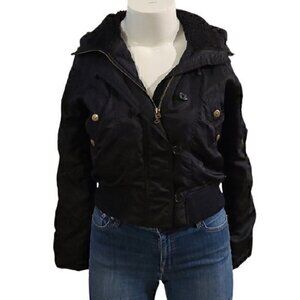 [American Eagle] Hooded Black Utility Jacket- Size M